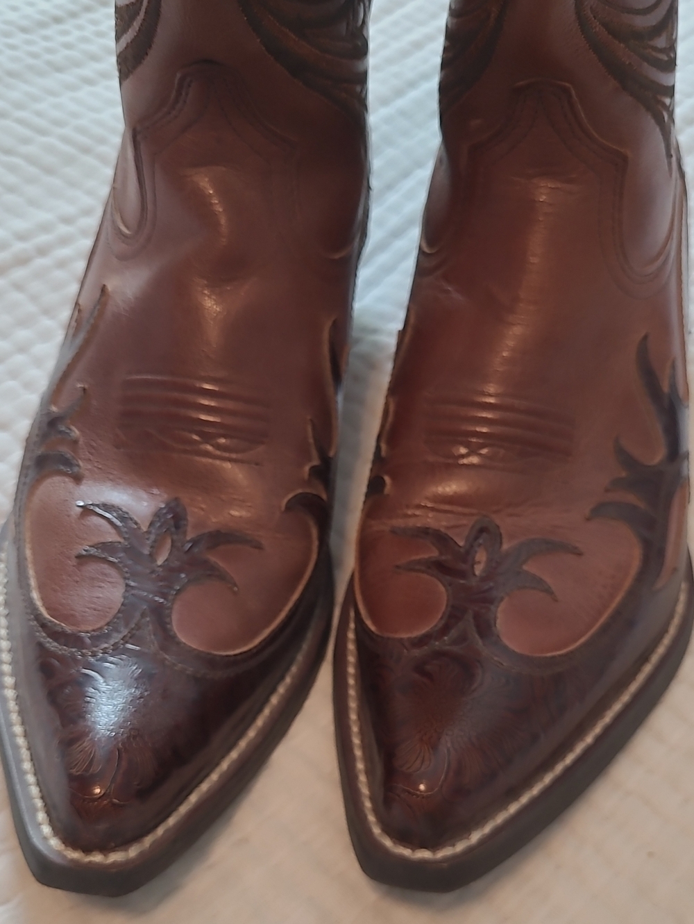 Womens Ariat Brown Leather Western Embroidered Cowboy Boots - Picture 3 of 6